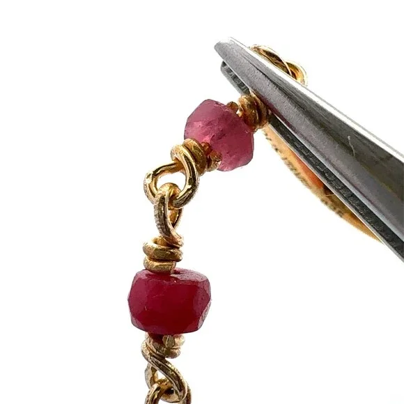 Designer TOUS 925 Sterling Silver Vermeil Aquamarine Amethyst Ruby Drop Earrings - Picture 9 of 12